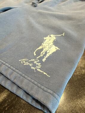 Polo Ralph Lauren Mens XL Big Pony Sweat Shorts Blue Fleece Signature Drawstring